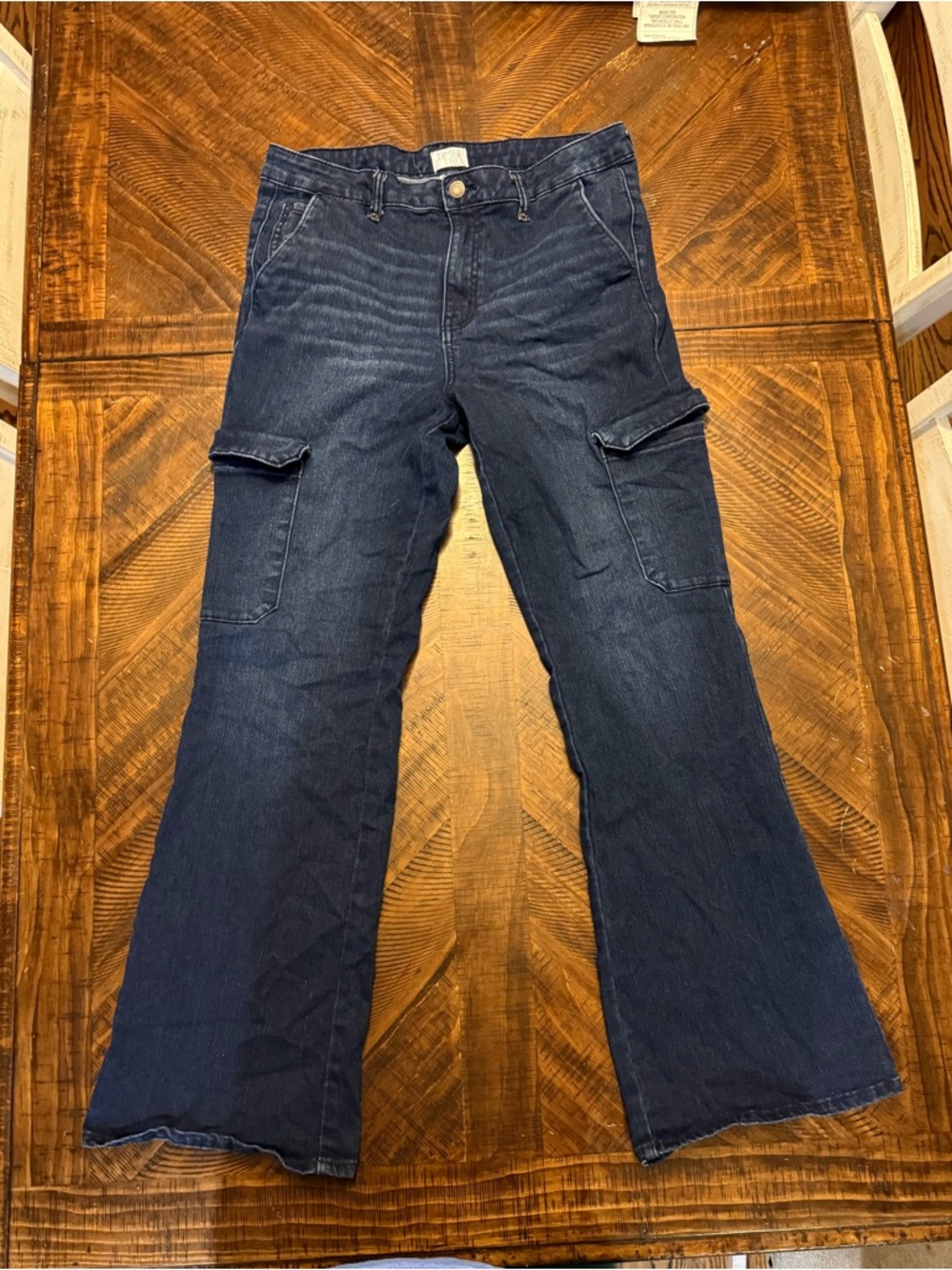 Time and Tru Dark Blue Flare Cargo Jeans